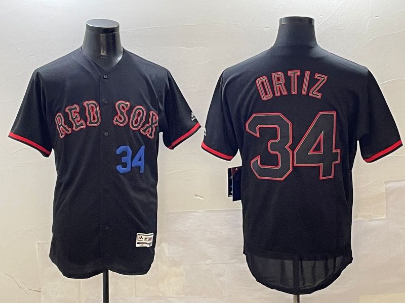 Men Boston Red Sox #34 Ortiz Black Fashion Elite 2025 Nike MLB Jersey style 5